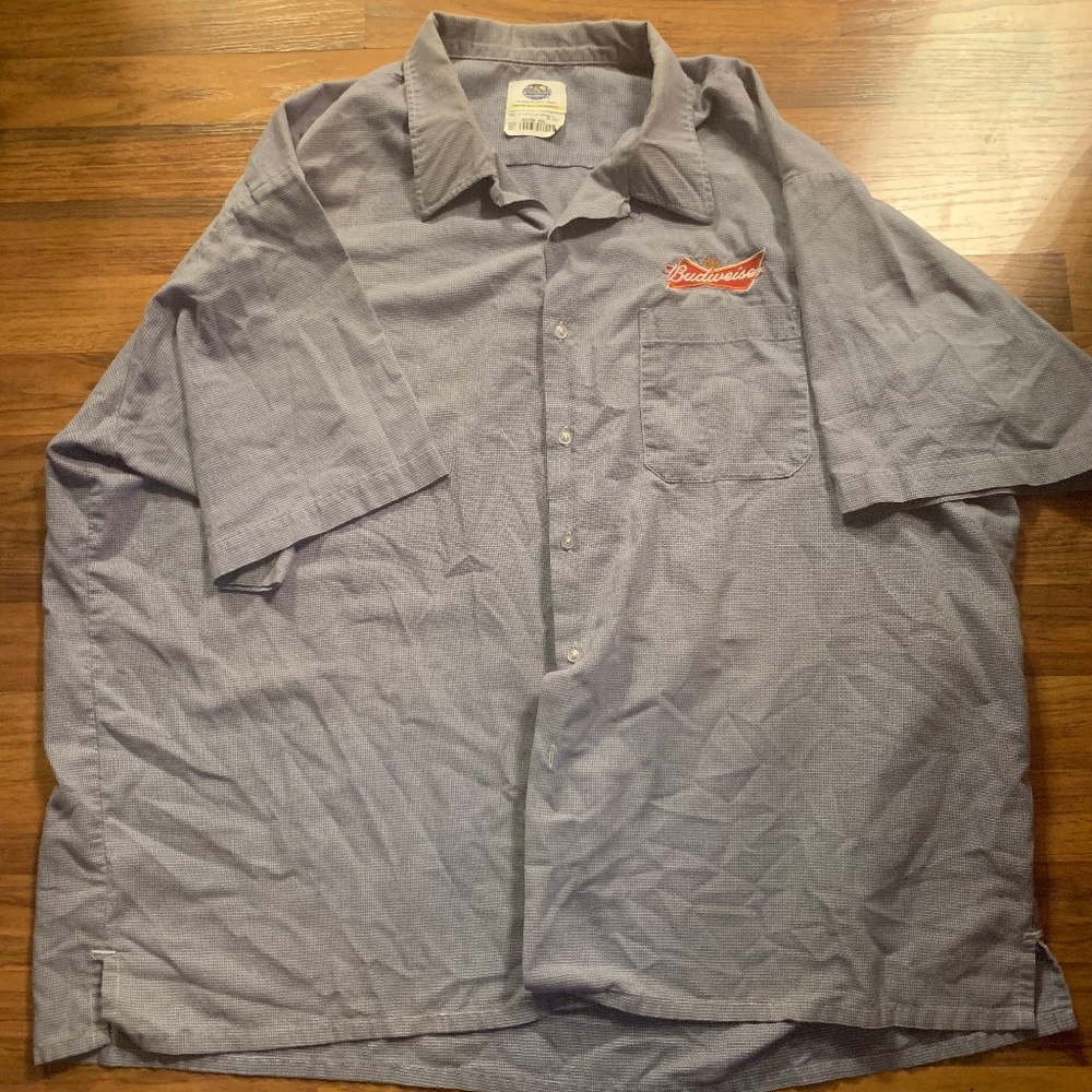 Budweiser Riverside Uniforms 4XL Gray Plaid Shirt